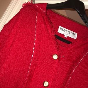 Todd & Olivia Red Knit Two Piece Suit